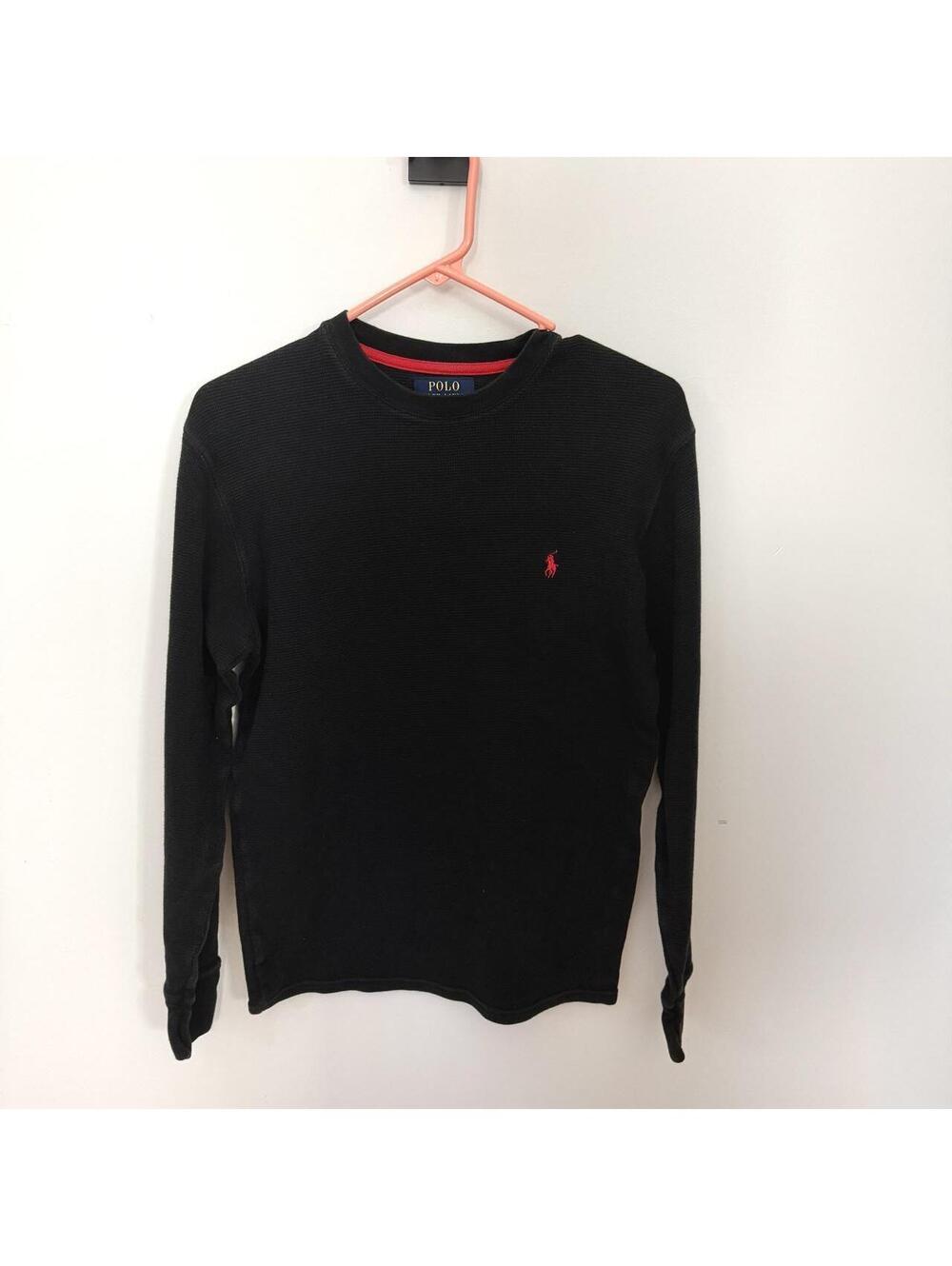 Black Polo Ralph Lauren long sleeve waffle shirt 100% cotton